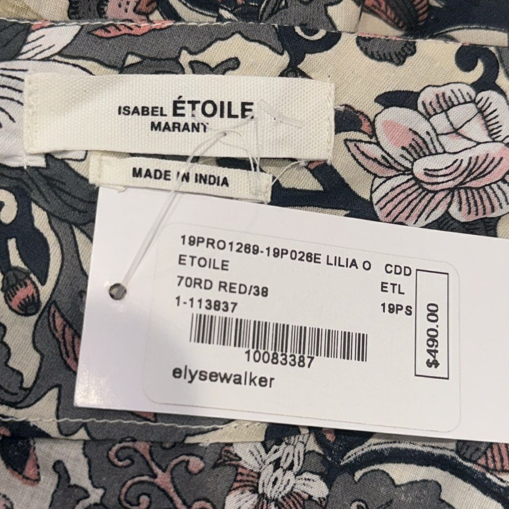 NWT Isabel Marant ÉTOILE Lilia one-sleeve ruched cotton mini dress Sz 38/US 6 - Picture 11 of 14